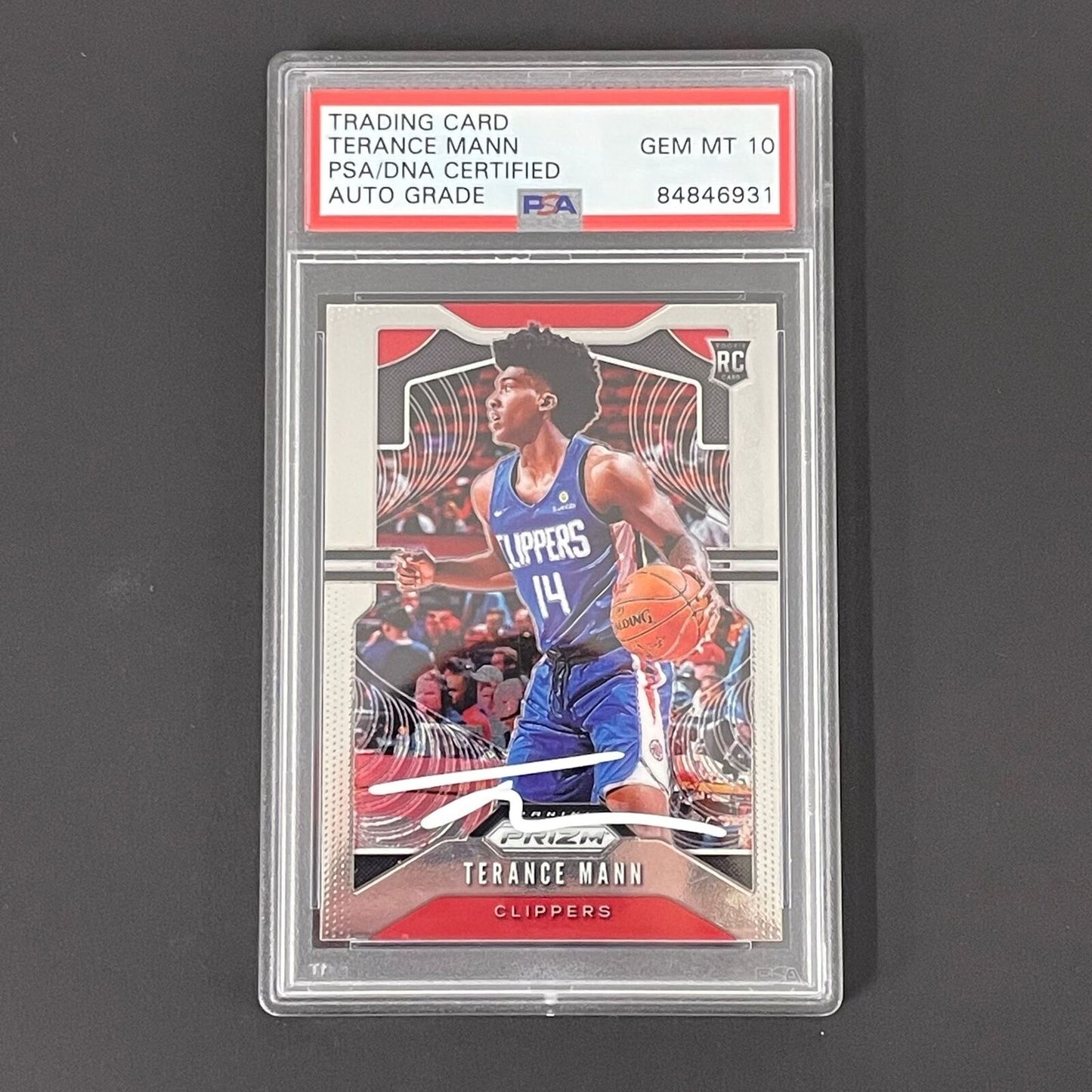 2020-21 Panini Prizm #296 Terance Mann Signed Card AUTO PSA GEM MT 10 Slabbed Cl