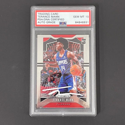 2020-21 Panini Prizm #296 Terance Mann Signed Card AUTO PSA GEM MT 10 Slabbed Cl