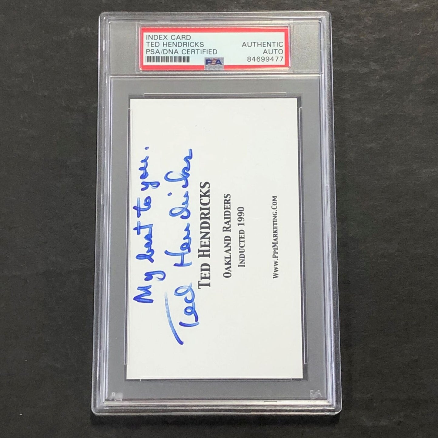 Ted Hendricks Signed Index Card PSA/DNA Slabbed Autographed Oakland Raiders