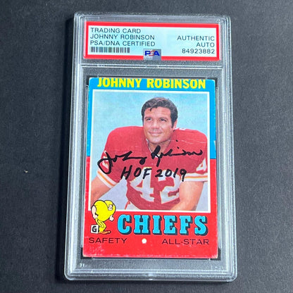 1971 Topps #88 Johnny Robinson signed Card Slabbed AUTO PSA/DNA Kansas City Chie