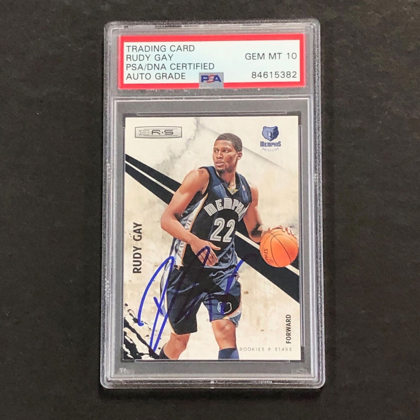 2010-11 Rookies & Stars #59 Rudy Gay Signed Card AUTO 10 PSA Slabbed Grizzlies