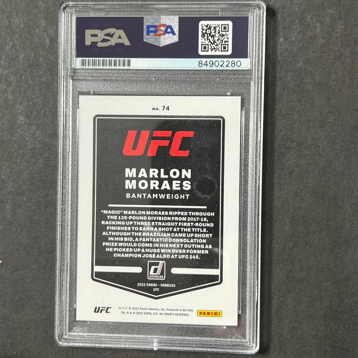 2022 Panini Donruss #74 Marlon Moraes Signed Card AUTO PSA Slabbed UFC