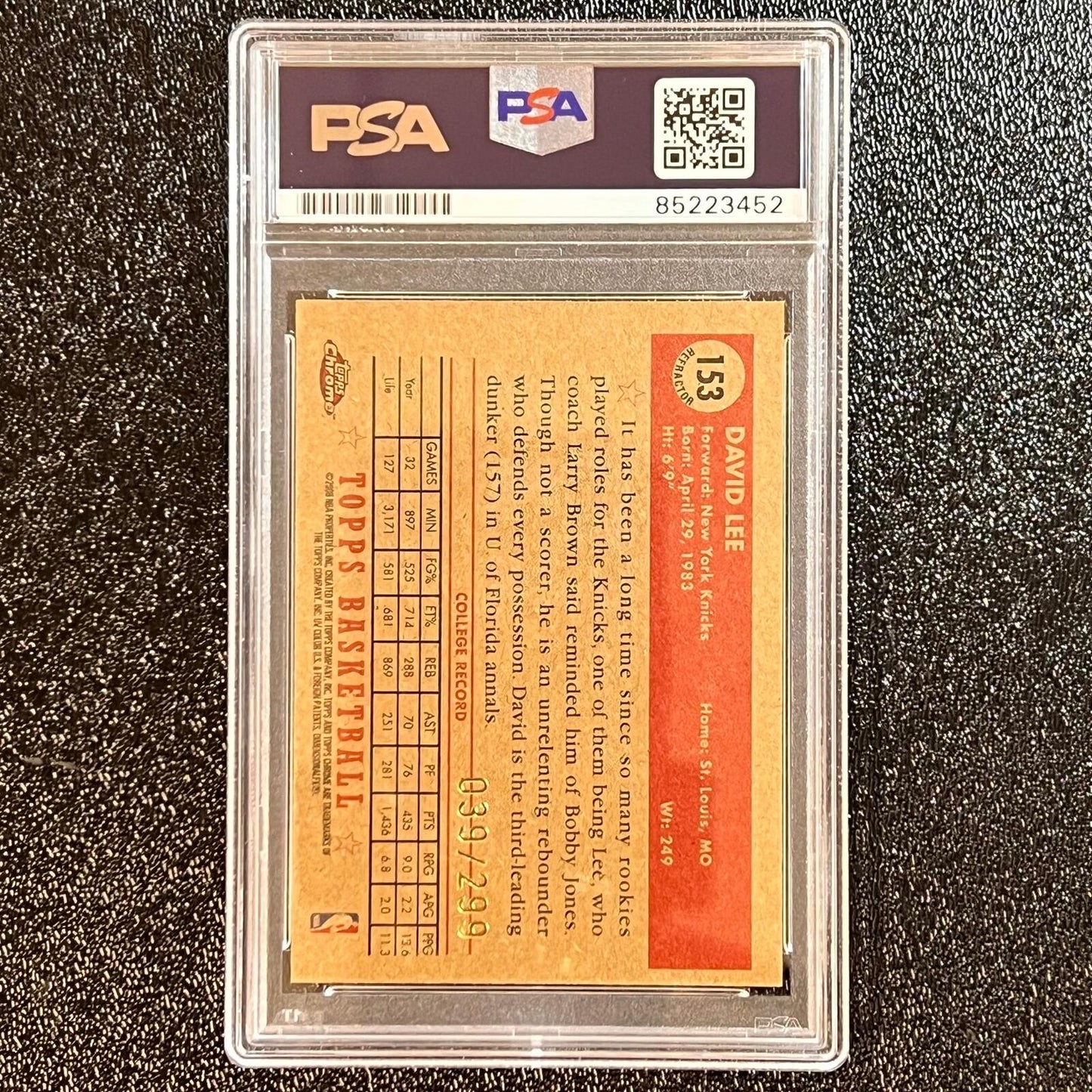 2005-06 Topps Chrome 1952 Style #153 David Lee Signed Card AUTO PSA Slabbed Knic