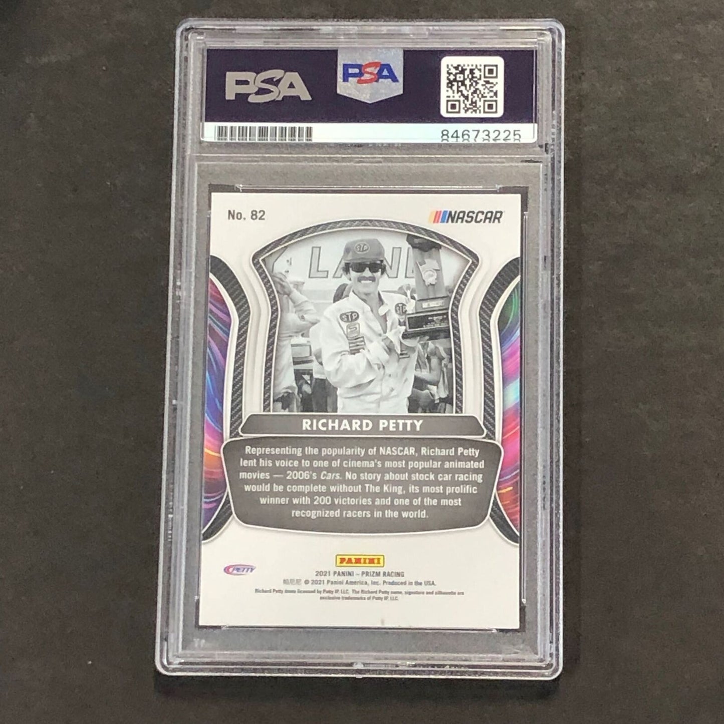 2021 Panini Prizm Racing Legends #82 Richard Petty Signed Card PSA Slabbed Nasca
