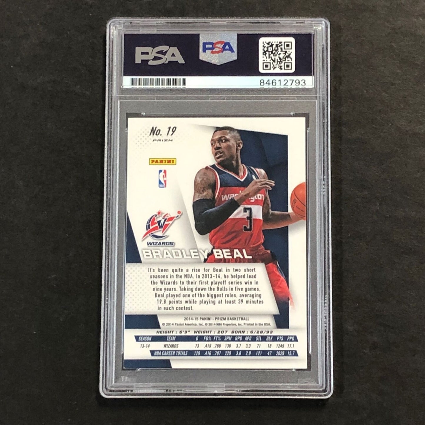 2014-15 Panini Prizm Green #19 Bradley Beal Signed Card AUTO PSA Slabbed Wizards