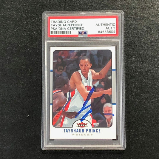 2006-07 Fleer #53 Tayshaun Prince Signed Card AUTO PSA Slabbed Pistons