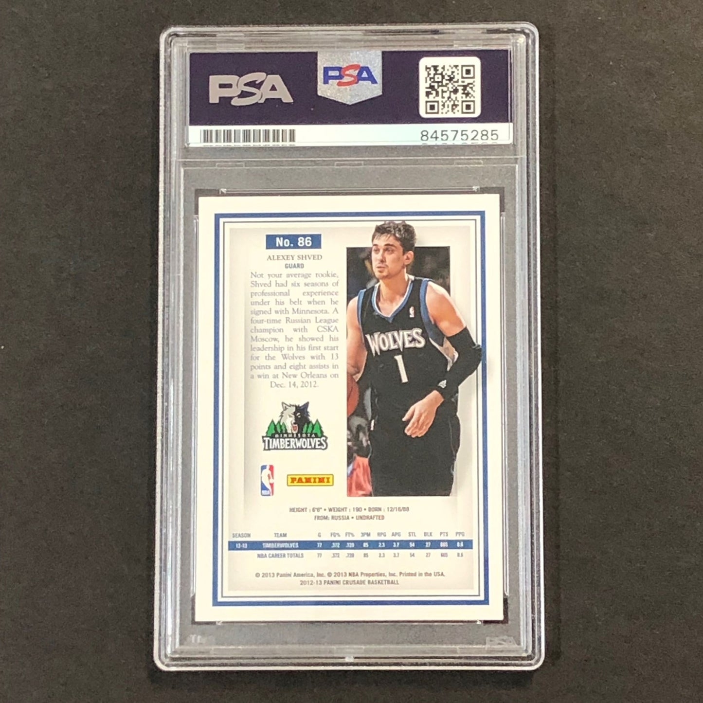 2012-13 Panini Crusade #86 Alexey Shved Signed Card AUTO PSA Slabbed Timberwolve