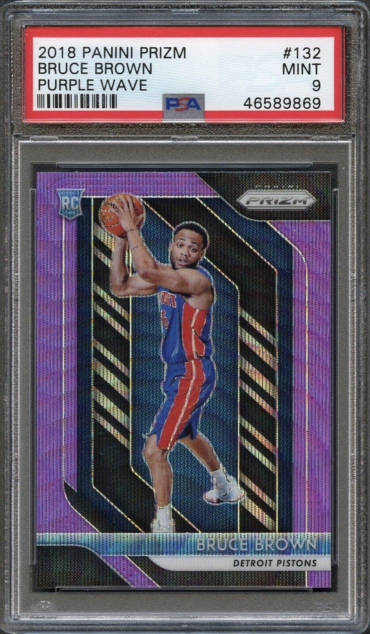 2018 Panini Prizm #132 Bruce Brown Purple Wave PSA 9 Mint RC