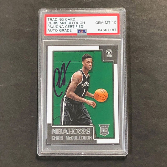 2015-16 NBA Hoops #286 Chris McCullough Signed Card AUTO 10 PSA Slabbed Nets