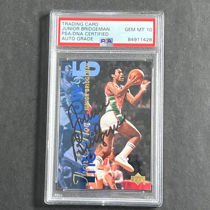 1995 Upper Deck Now and Then #352 Junior Bridgeman Signed Card AUTO 10 PSA Slabb