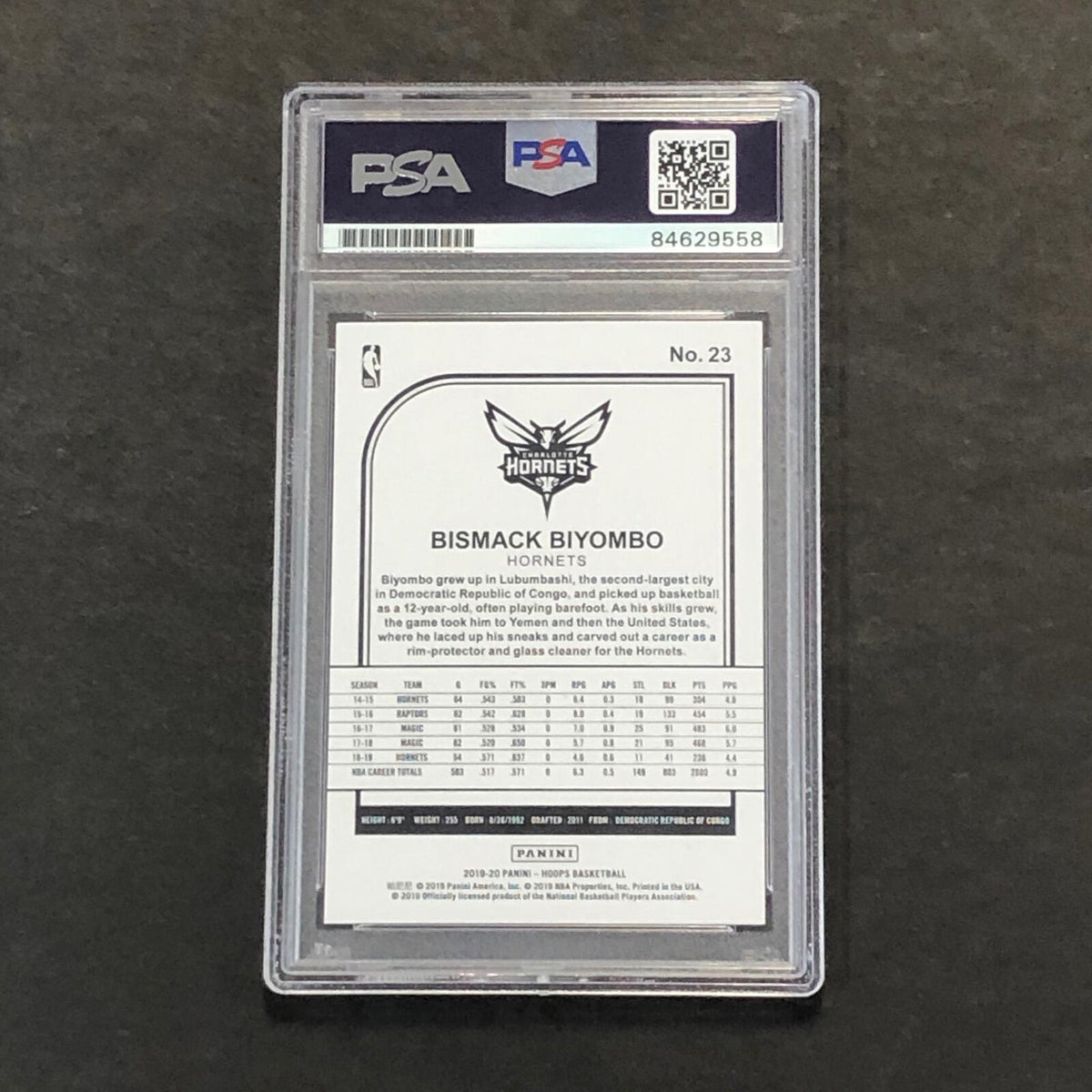 2019-20 Panini NBA Hoop #23 Bismack Biyombo Signed Card AUTO PSA Slabbed Hornets