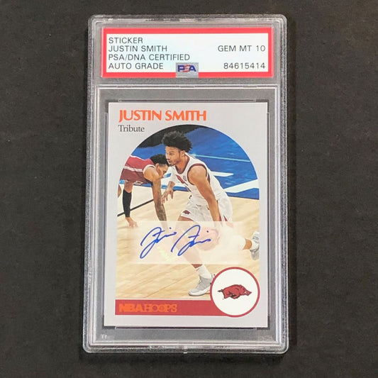 2021 NBA Hoops Tribute #JR-JSM Justin Smith Signed Card AUTO 10 PSA Slabbed Arka