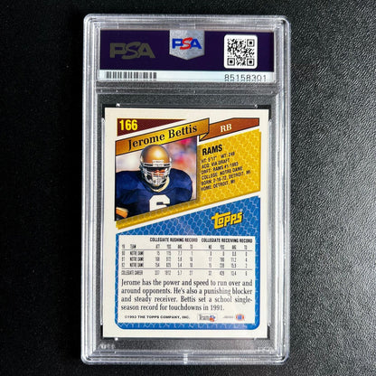 1992 Topps Draft Picks #166 Signed Card Jerome Bettis PSA Auto 10 Slabbed Rams