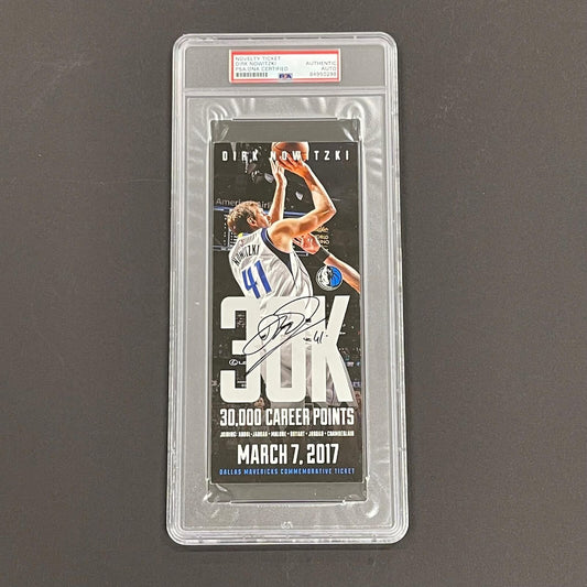 Dirk Nowitzki Signed 2017 NBA Ticket PSA/DNA Slabbed Autographed Mavericks