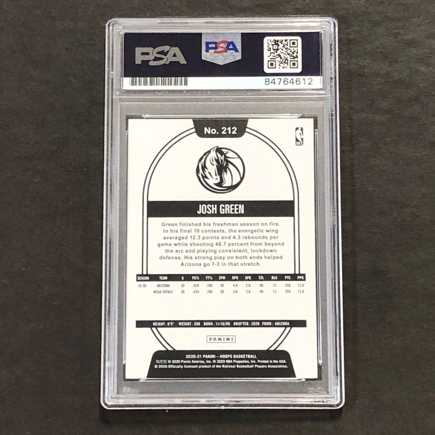 2020-21 Panini NBA Hoops #212 Josh Green Signed Card AUTO PSA Slabbed RC Maveric