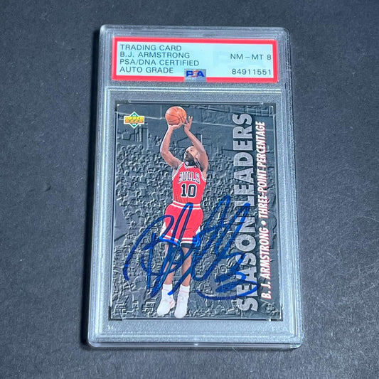 1993-94 Upper Deck #169 B.J. Armstrong Signed Card AUTO Auto 8 PSA Slabbed Bulls