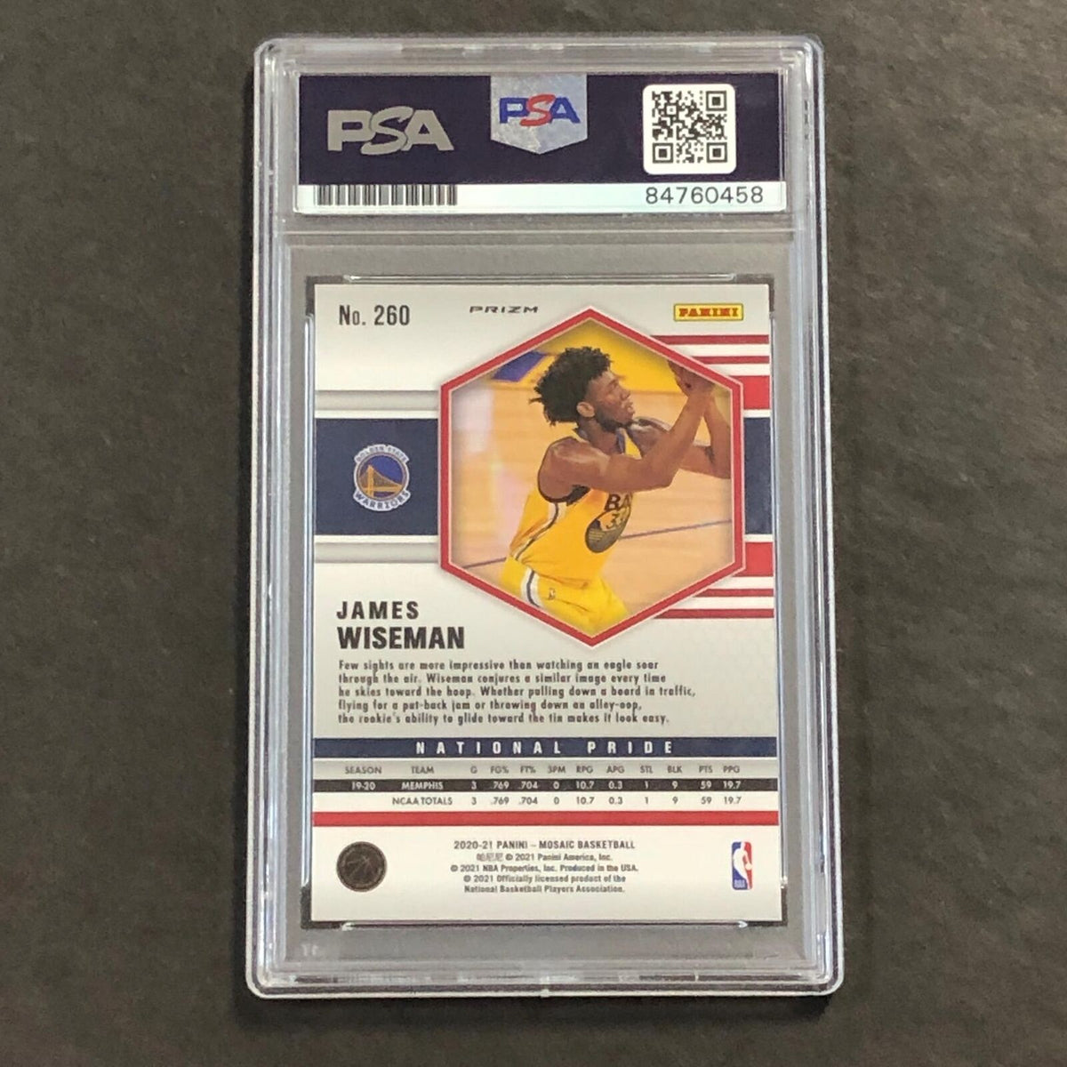 2020 Panini Mosaic #260 JAMES WISEMAN Signed Card AUTO PSA Slabbed RC Warriors