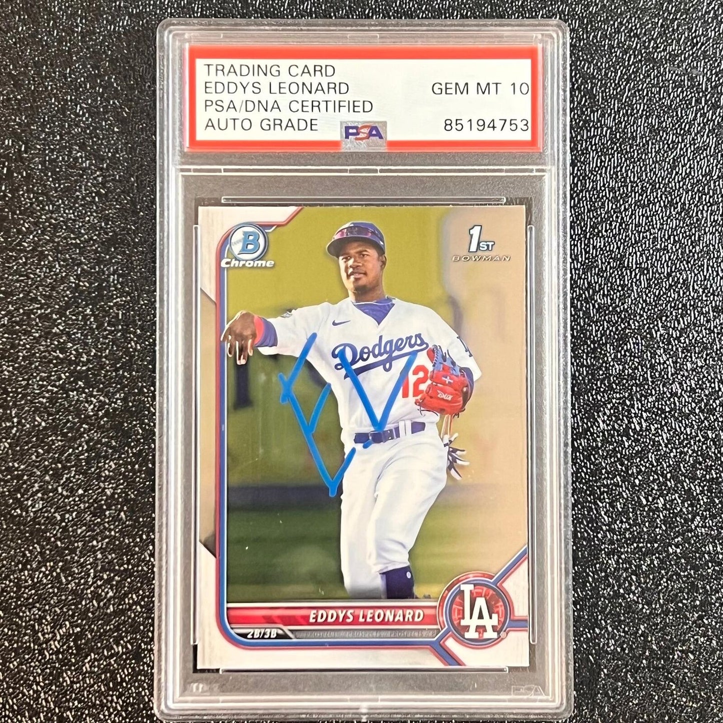 2022 Topps Bowman Chrome Eddys Leonard Signed Card AUTO 10 PSA Slabbed Dodgers