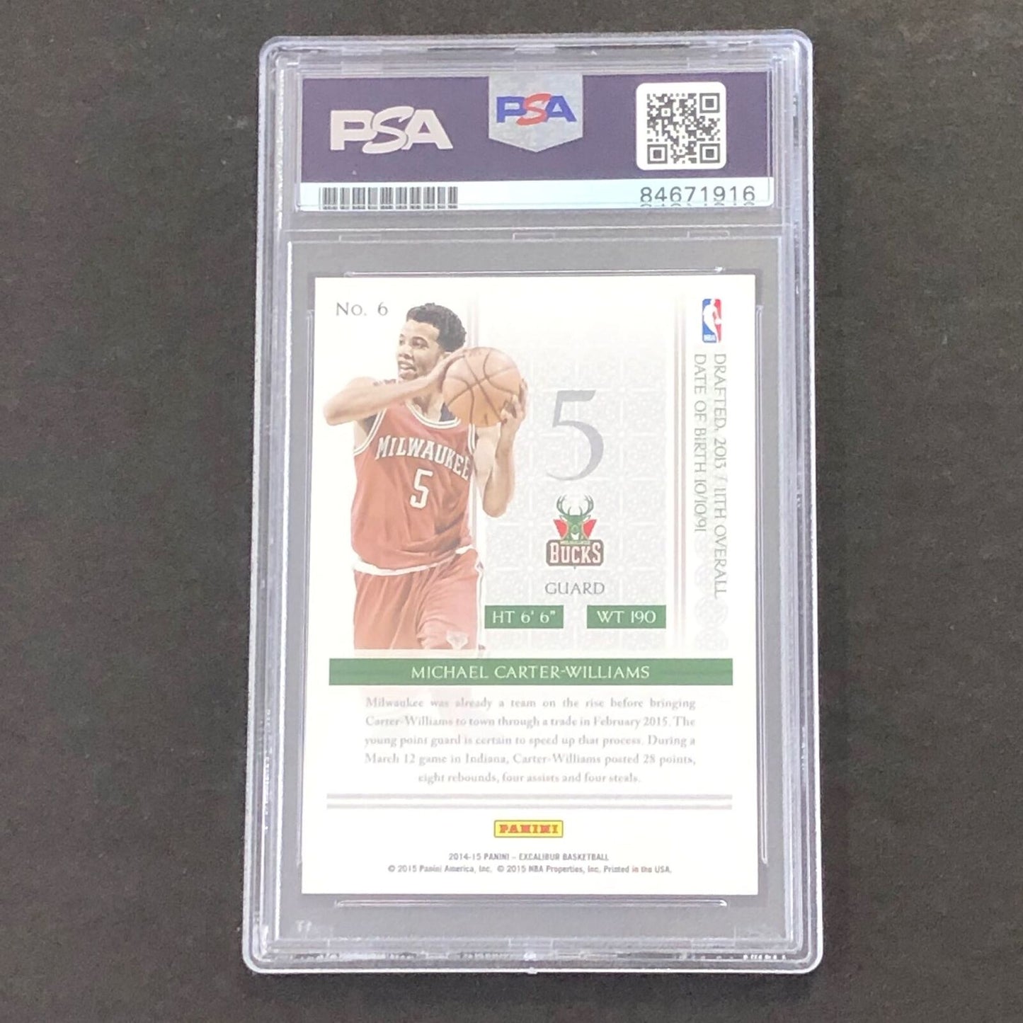 2014-15 Panini Excalibur #6 Michael Carter-Williams Signed Card AUTO PSA Slabbed