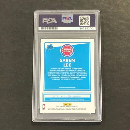 2020-21 Donruss Rated Rookie #221 Saben Lee Signed Card AUTO PSA Slabbed Pistons
