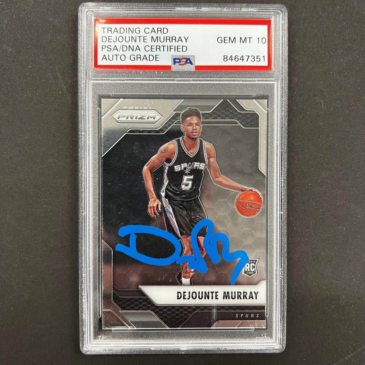 2017-18 Panini Prizm #236 Dejounte Murray Signed Card AUTO 10 PSA Slabbed Spurs