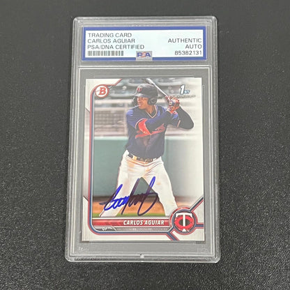 2022 Topps Bowman #BP-1 Carlos Aguiar Signed Card AUTO PSA Slabbed Twins