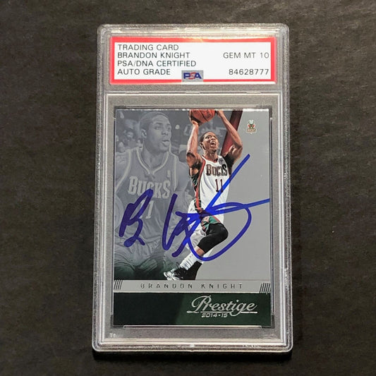 2014-15 Panini Prestige #56 Brandon Knight Signed Card AUTO GRADE 10 PSA Slabbed