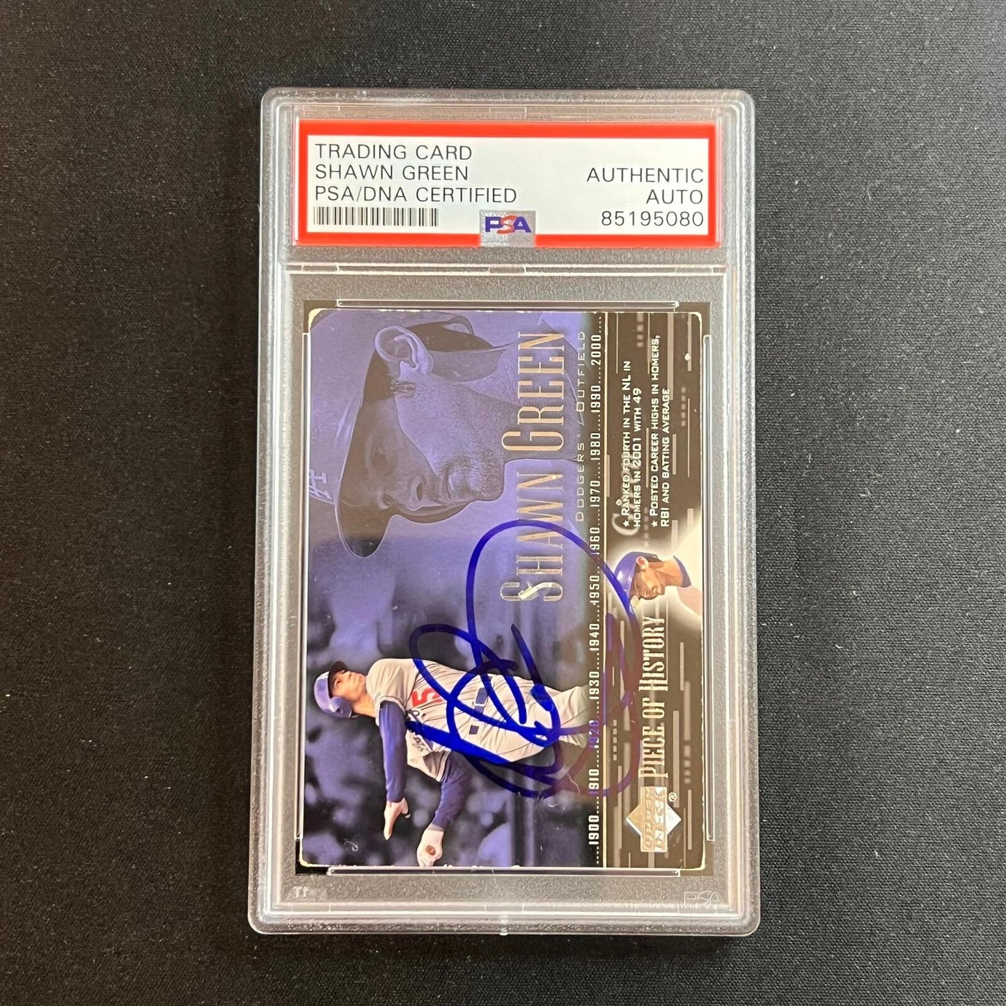 2002 Upperdeck Piece of History #66 SHAWN GREEN Signed Card PSA/DNA Slabbed Auto