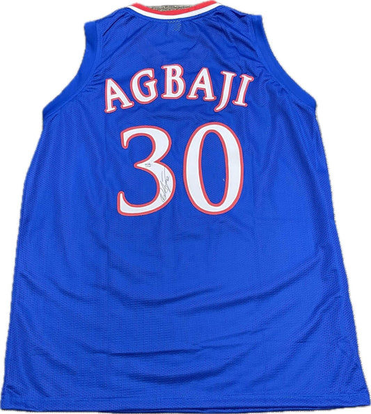 Ochai Agbaji signed jersey PSA/DNA Kansas University Autographed