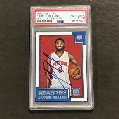 2015-16 NBA Hoops #297 Darrun Hilliard Signed Card AUTO PSA Slabbed RC Pistons