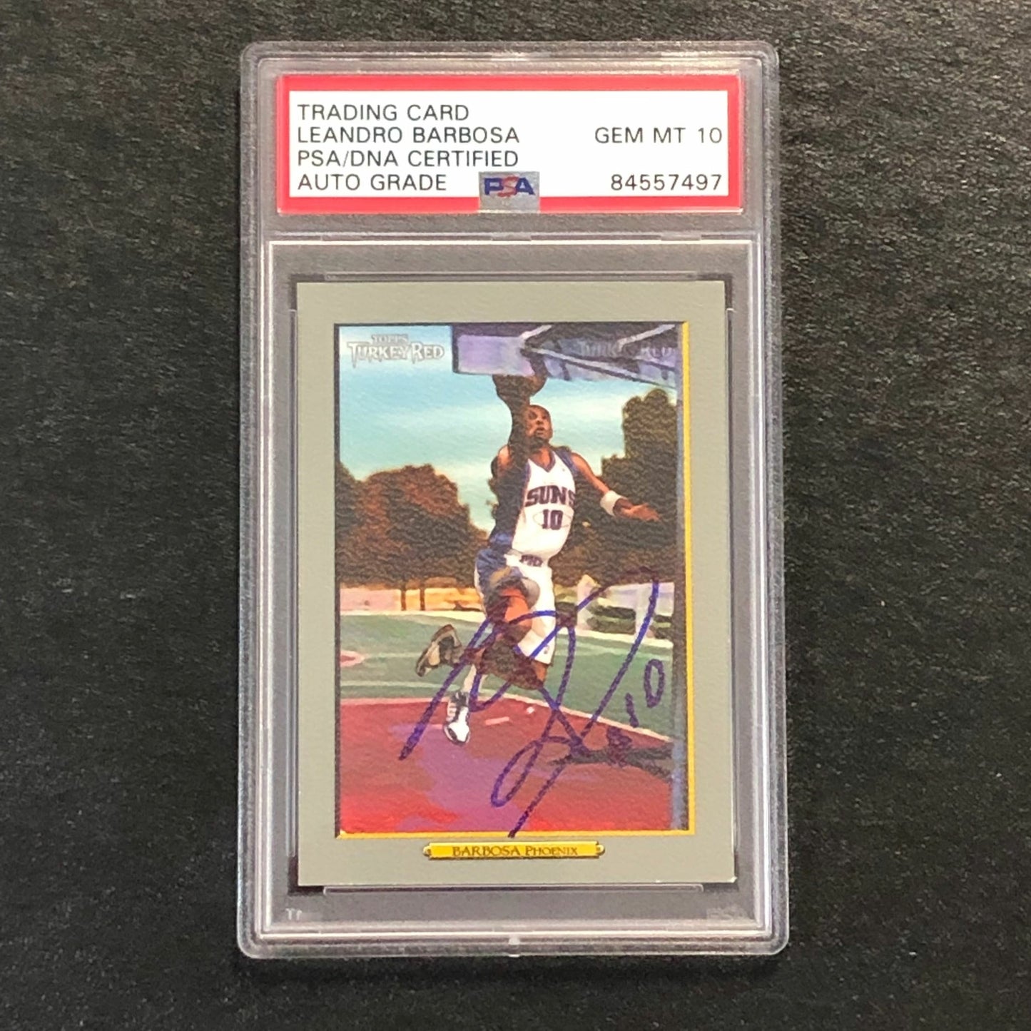 2006-07 Topps Turkey Red #131 Leandro Barbosa Signed Card AUTO 10 PSA Slabbed Su