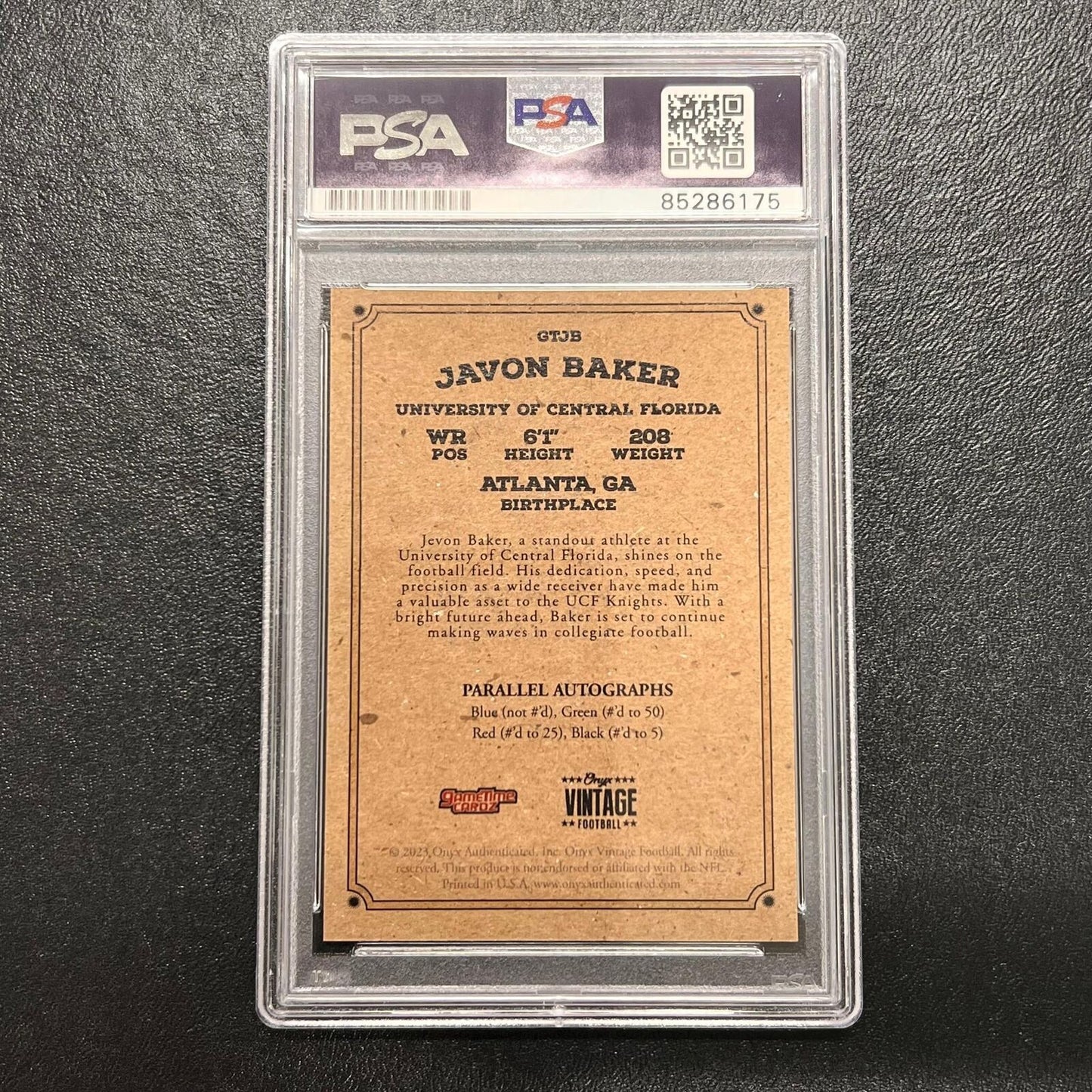 2023 Gametime Vintage Football #GTJB Javon Baker Signed Card AUTO PSA Slabbed Pa