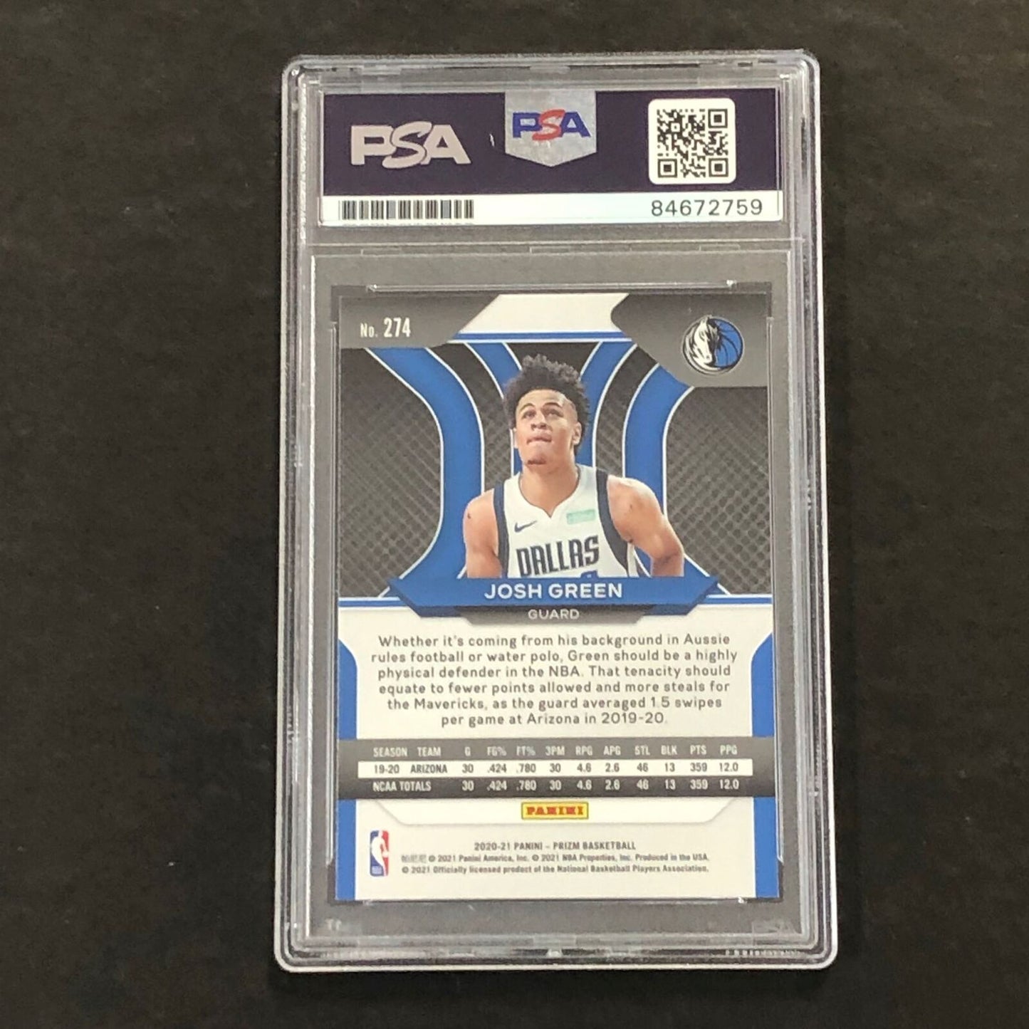 2020-21 Panini Prizm #274 Josh Green Signed Card AUTO 10 PSA Slabbed RC Maverick