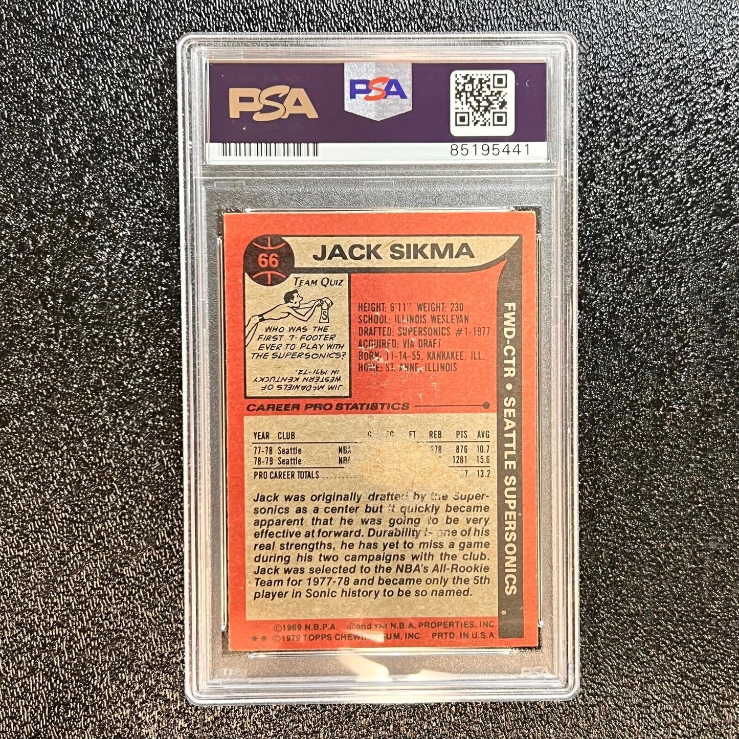 1979-80 Topps #66 Jack Sikma Signed Card AUTO PSA/DNA Slabbed Sonics