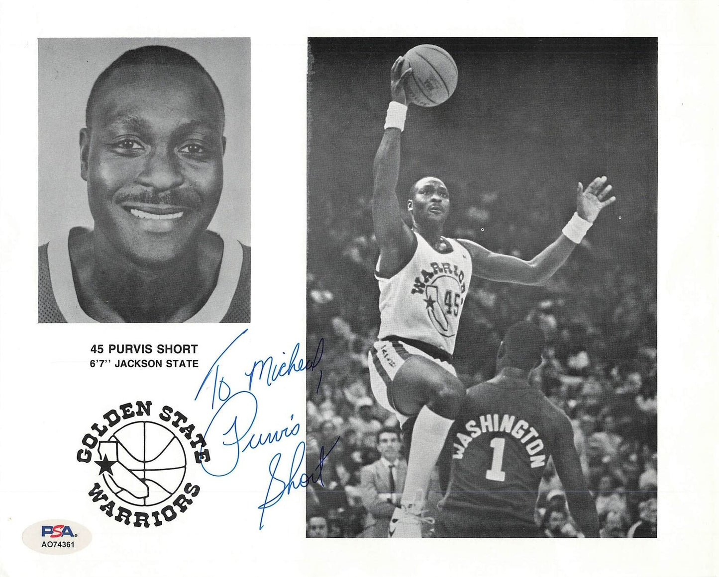 Purvis Short signed 8x10 photo PSA/DNA Golden State Warriors Autographed