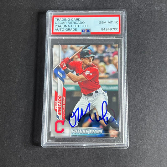2020 Topps Future Stars #225 Oscar Mercado Signed Card PSA Slabbed Auto 10 Cleve