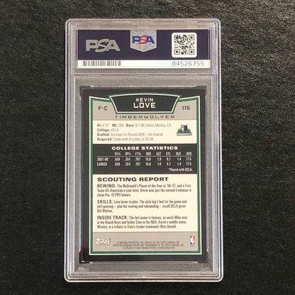 2008-09 Bowman Chrome #115 Kevin Love Signed Card AUTO PSA Slabbed RC Timberwolv