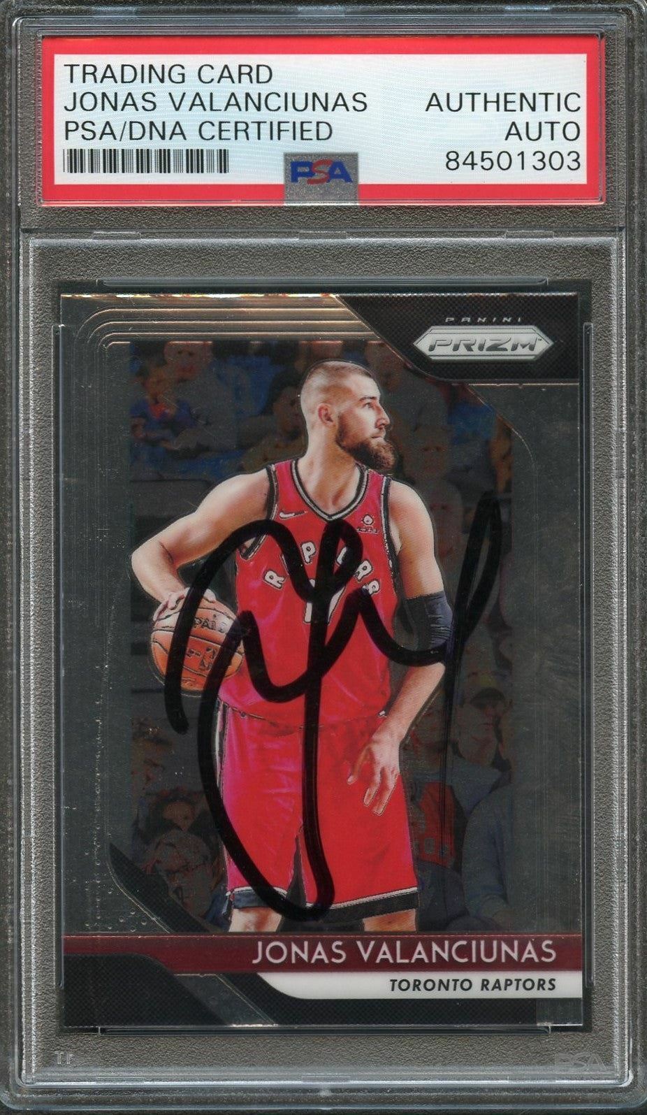 2018-19 Panini Prizm Black #93 Jonas Valanciunas Signed Card AUTO PSA Slabbed To