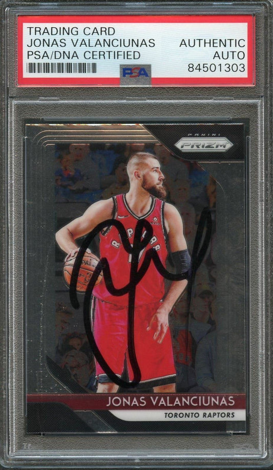2018-19 Panini Prizm Black #93 Jonas Valanciunas Signed Card AUTO PSA Slabbed To