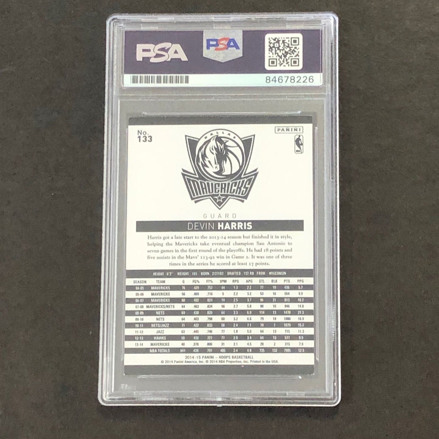 2014-15 NBA Hoops #133 Devin Harris Signed Card PSA Slabbed Mavericks
