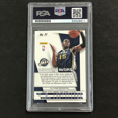 2014-15 Panini Prizm # 91 Derrick Favors Signed Card AUTO 10 PSA Slabbed Jazz