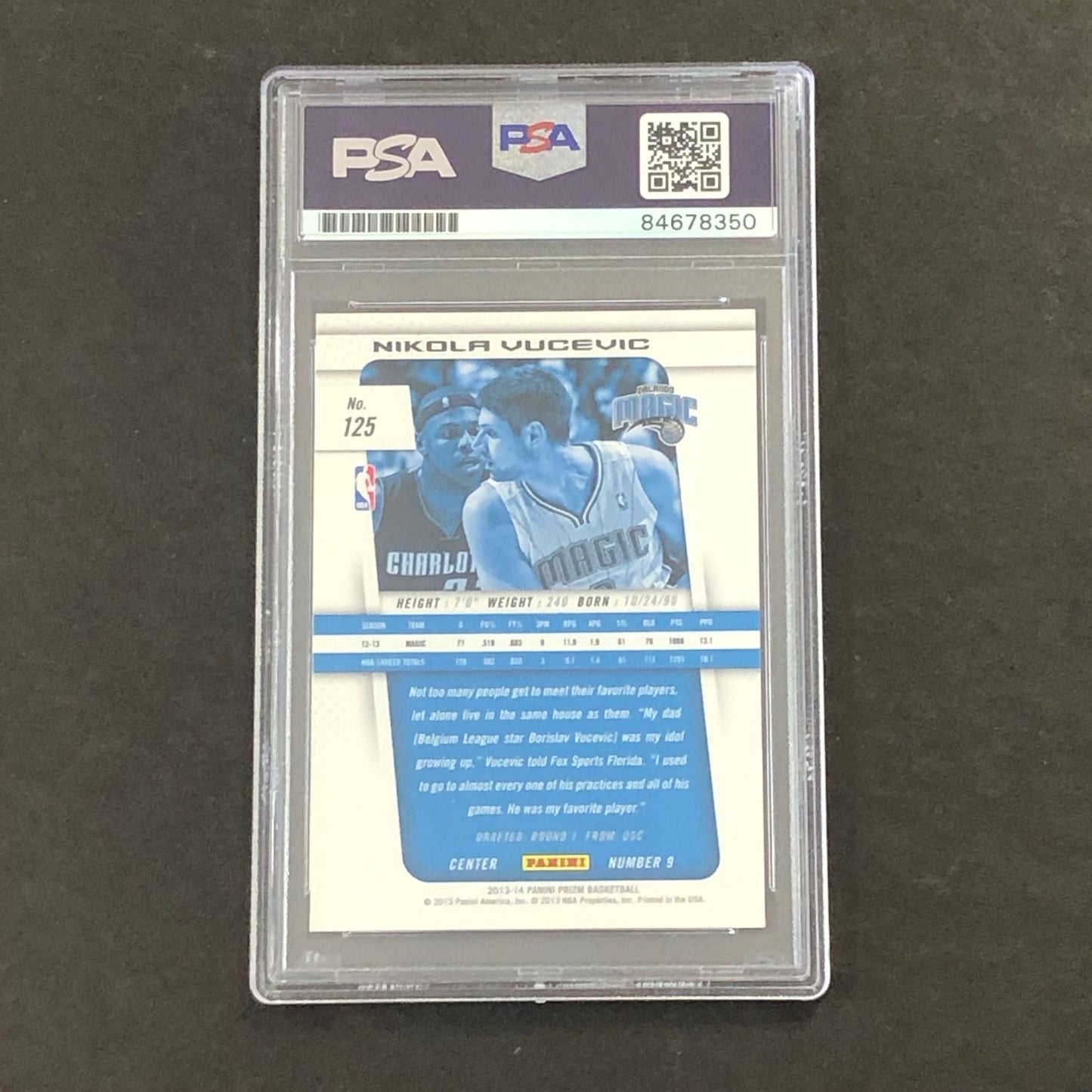 2013-14 Panini Prizm #125 Nikola Vucevic Signed Card PSA Slabbed Magic