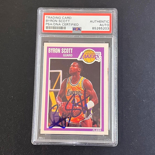 1995-96 Fleer #78 Byron Scott Signed Card AUTO PSA Slabbed Lakers