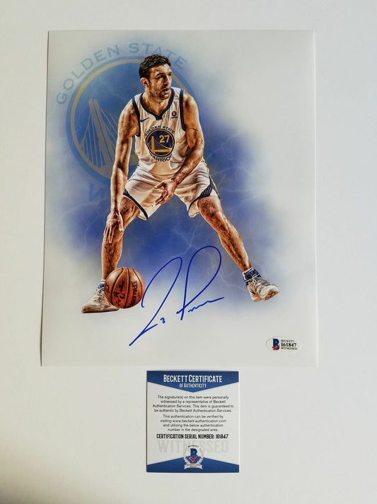 Zaza Pachulia signed 8x10 photo BAS Beckett Golden State Warriors Autographed