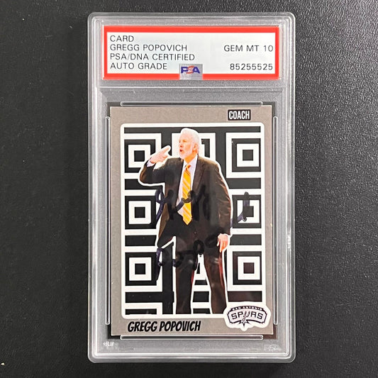 Gregg Popovich Signed Card AUTO 10 PSA Spurs Slabbed