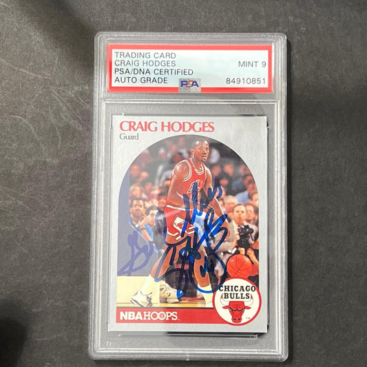 1990 NBA Hoops #64 Craig Hodges Signed Card MINT 9 PSA Slabbed Bulls