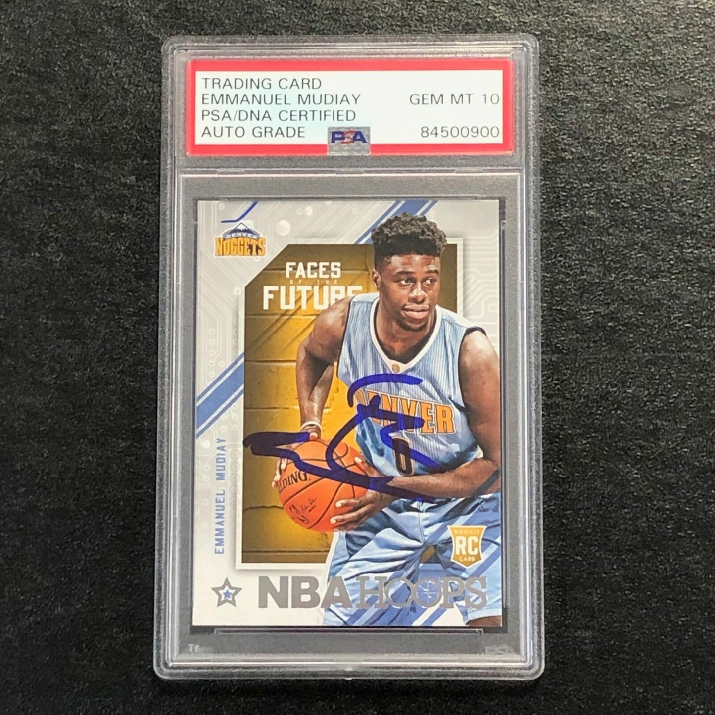 2015-16 NBA Hoops Faces of the Future #9 Emmanuel Mudiay Signed Rookie Card AUTO