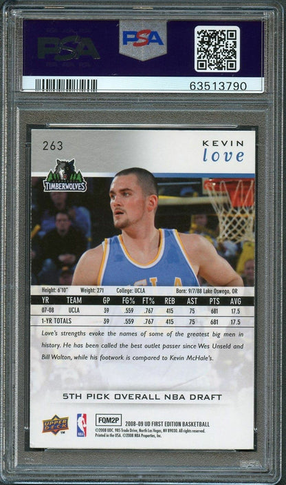 2008 First Edition Basketball Upper Deck #263 Kevin Love Signed Card AUTO PSA Sl