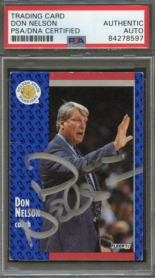 1991 Fleer #70 Don Nelson Signed Card AUTO PSA Slabbed Warriors