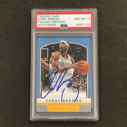 2012-13 Panini #35 Corey Brewer Signed Card AUTO 10 PSA Slabbed Nuggets